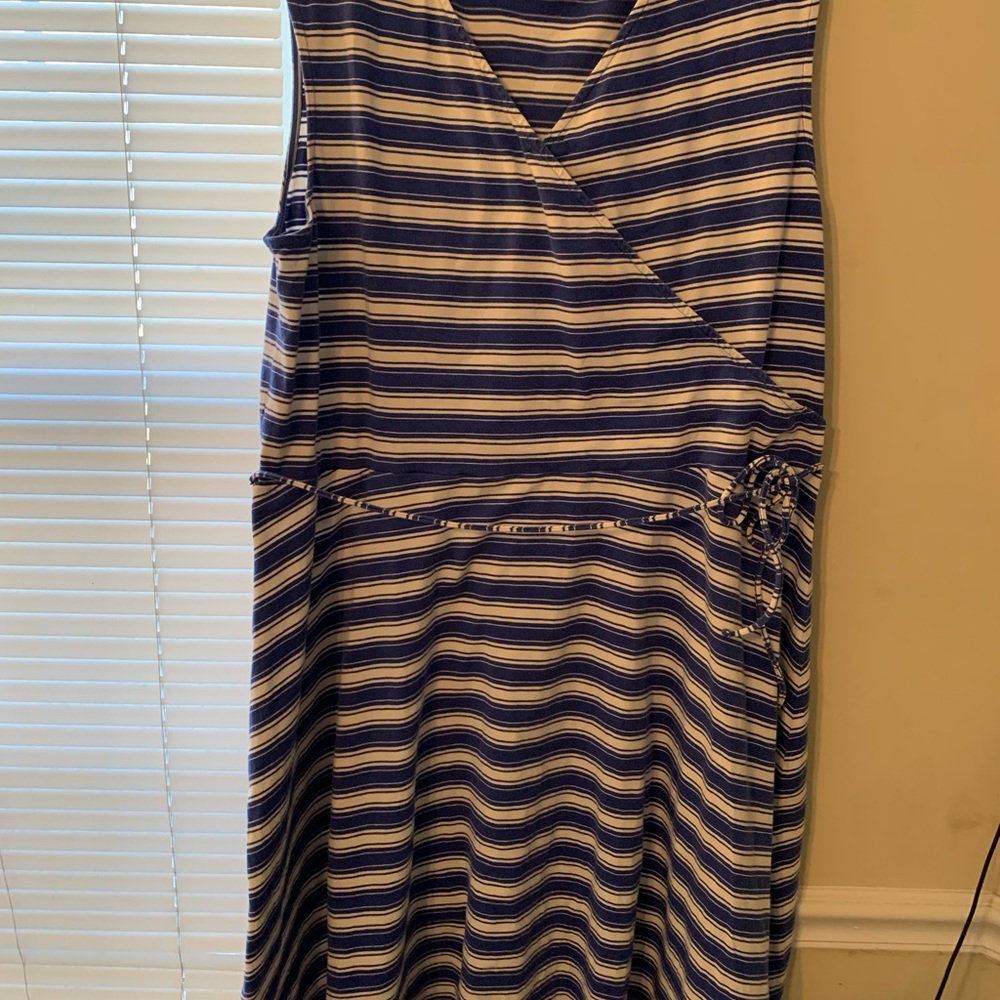 Talbots Blue and White Striped Midi Dress